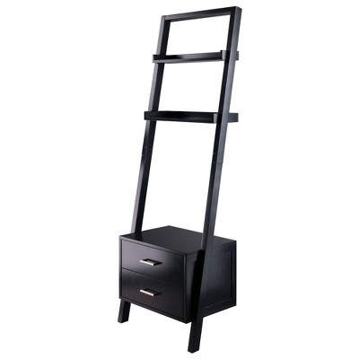 69.36" Bellamy Leaning Shelf with Storage Black - Winsome