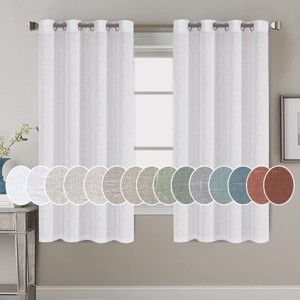 Living Room Linen Curtains Nickel Grommet Energy Saving Light Filtering Semi Sheer Curtain - 1 of 4