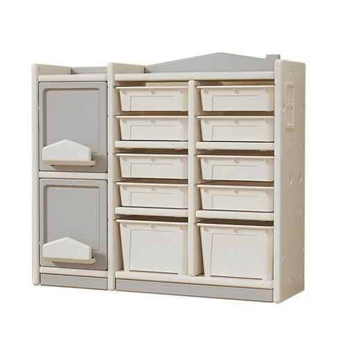 Multilayer Storage Organizer Children Floor Shelf Building Blocks Toy Picture Book Clutter Storage Cabinet Organizer For Bedroom Playroom White - image 1 of 4