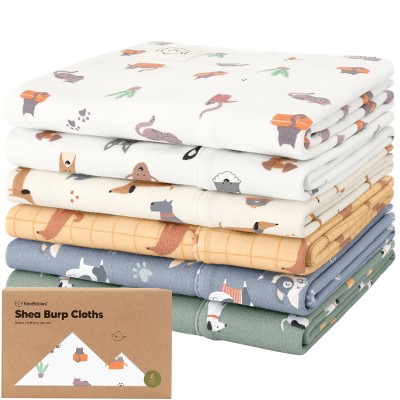 6pk Shea Baby Burp Cloths for Baby Boys and Girls, Organic Burping Cloths for Babies, Newborn