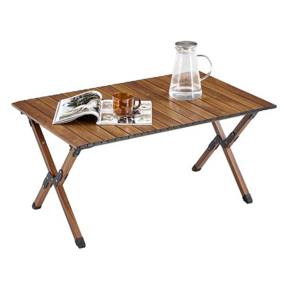 1-Piece Brown Folding Outdoor Table with Lightweight Aluminum Frame