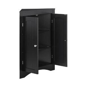 Vynxaria Freestanding Corner Storage Cabinet: Doors, Shelves, Multifunctional Sideboard for Bathroom, Kitchen, Living Room - 1 of 4