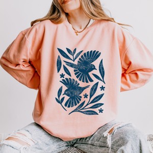 Simply Sage Market Birds and Leaves Lightweight Garment Dyed Sweatshirt - 1 of 4