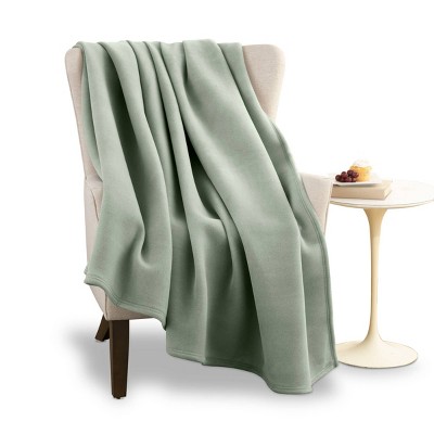 Luxurious Moss Green Fleece Full/Queen Blanket - Lightweight and Reversible