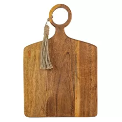 O-Handle Small Cutting Board Natural Acacia Wood & Jute - Foreside Home & Garden