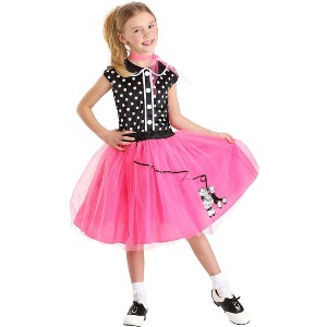 HalloweenCostumes.com Girl's Classic Sock Hop Costume | Kid's 50's Retro Rock and Roll Attire for Themed Parties, School Events, and Dance Performances - 1 of 4