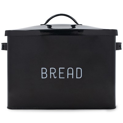 Nat & Jules Extra Large Black 15 x 10 Metal Farmhouse Bread Box - Holds Two Full Loaves