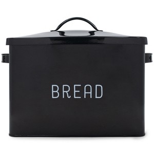 Nat & Jules Extra Large Black 15 x 10 Metal Farmhouse Bread Box - Holds Two Full Loaves - 1 of 4