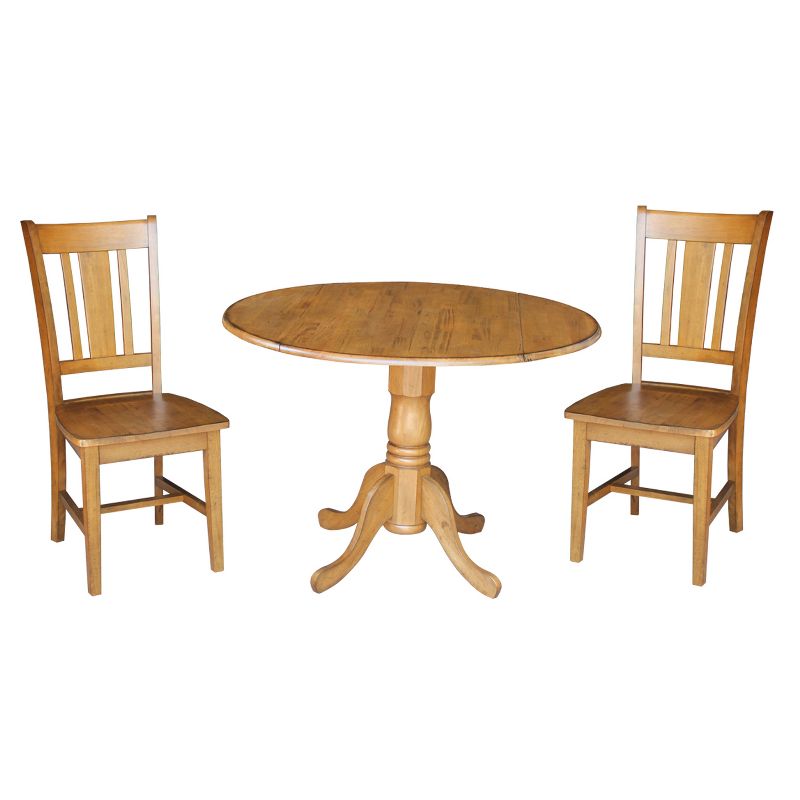 42" Dual Drop Leaf Dining Table with 2 San Remo Splat Back Chairs - International Concepts, 1 of 6