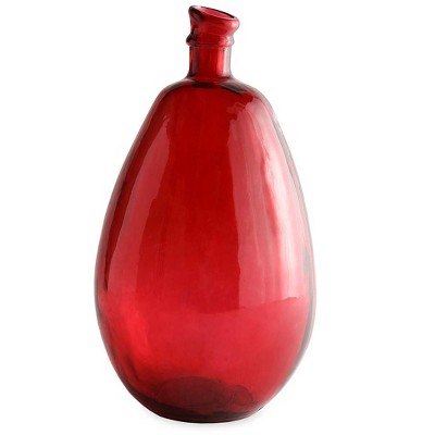 Tall Red Handblown Recycled Glass Balloon Vase