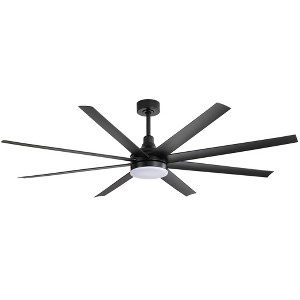 Airsurfer 72" Black Windmill Ceiling Fan with Color-Changing LED Light & Remote, 8 ABS Blades for Large Rooms, DC Motor, 7''&12'' Downdods - 1 of 4