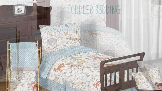 3pc Woodland Toile Full/Queen Kids&#39; Comforter Bedding Set Gray and Blue - Sweet Jojo Designs, 2 of 7, play video
