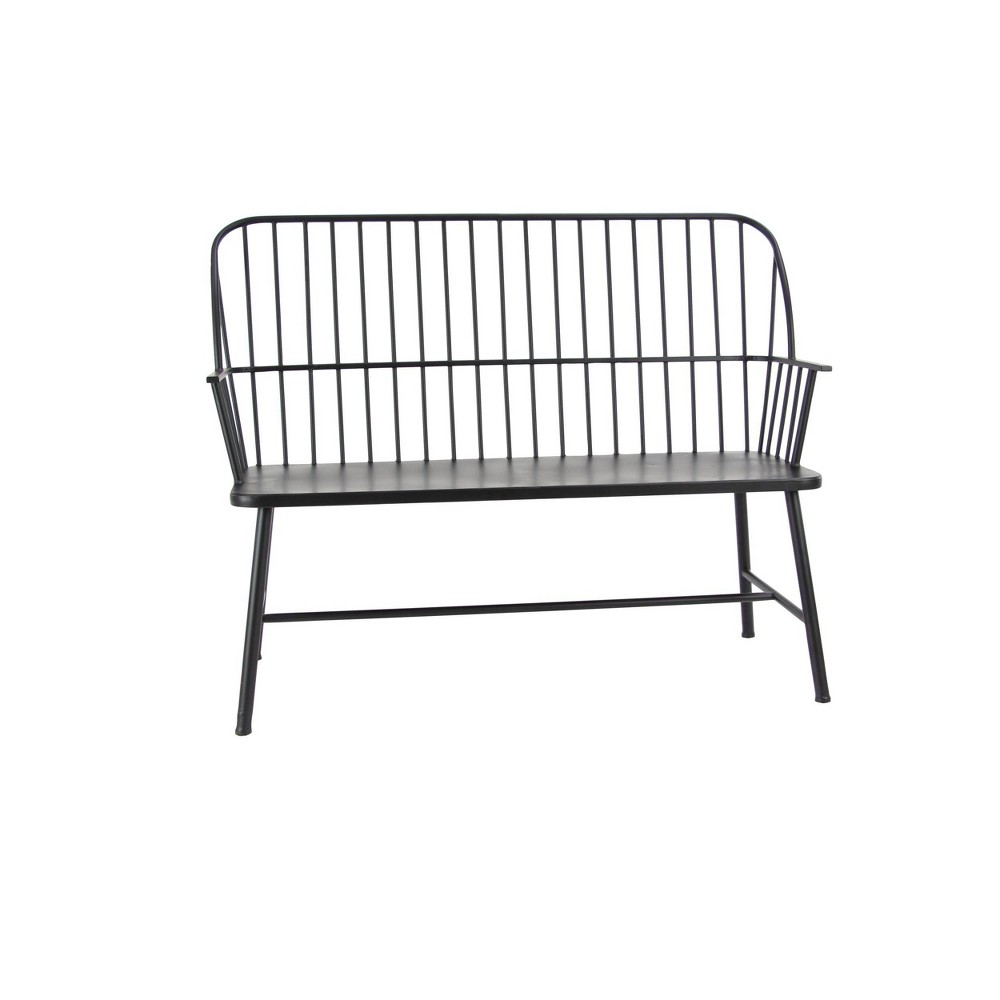 Photos - Garden Furniture Traditional Outdoor Patio Bench - Black - Olivia & May