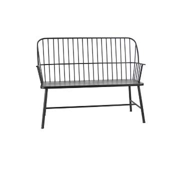 Traditional Outdoor Patio Bench - Black - Olivia & May