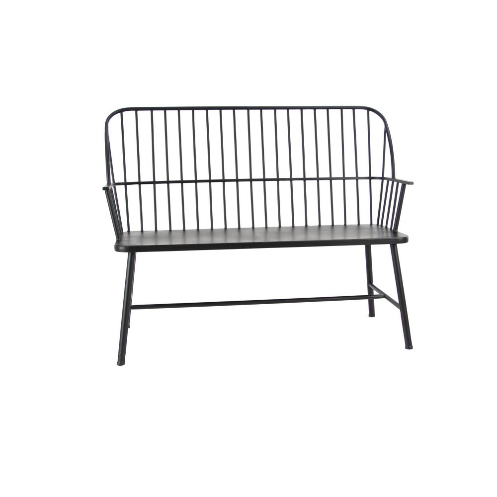 Traditional Outdoor Patio Bench Black Olivia & May