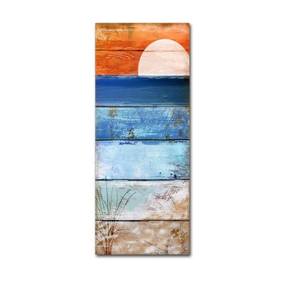 Colorful Beach Moonrise Canvas Art for Kids' Nursery