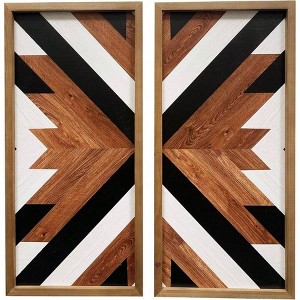2 Pcs Western Wall Decor With Wood Framed 20.9x9.8 Inch Rustic Southwestern Boho Living Room Bedroom Bathroom Home Decor - 1 of 4