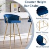 QingMoon Modern Velvet Bar Stools, 30" Counter Height Chairs Set of 2 with Gold Legs and Chrome Footrest for Kitchen Island, Home Pub - 3 of 4