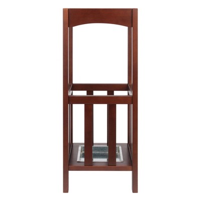 Walnut Wood Umbrella Stand with Metal Tray
