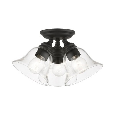 Livex Lighting Moreland 3 - Light Semi-Flush Mount in  Black