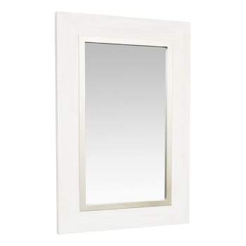 Hamilton Hills 36" x 24" Rustic White Framed Wood Rectangular Mirror