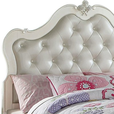 Pearl White Twin Upholstered Bed with Storage and Tufted Headboard