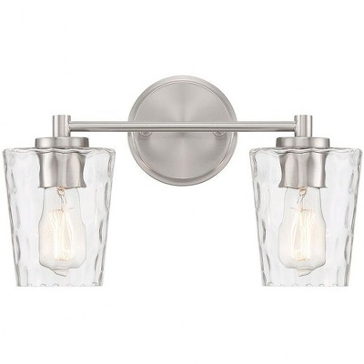Satin Nickel 2-Light Vanity with Clear Hammered Glass Shades
