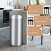 17 Gallon Commercial Trash Can, Brushed Stainless Steel Wide Mouth Garbage Bin with Anti-Slip Base & Handles for Office Restaurant, Silver - 4 of 4