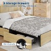 Bed Frame with Natural Rattan Headboard, Sturdy Wooden Slats, Metal Platform, Boho Cane Mattress Support, Stylish and Robust Bedroom Furniture - 4 of 4