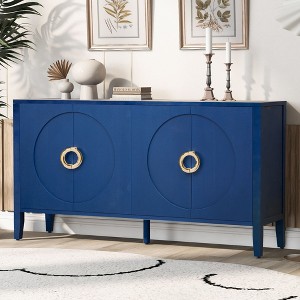 Okak 63"/60" Vintage Sideboard Buffet, Storage Cabinet with 4 Doors & Metal Handles, Coffee Bar Cabinet for Dining Room Living Room Entranway - 1 of 4
