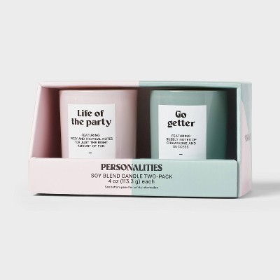 2pk Gift Set Glass Life of the Party and Go Getter Jar Candle 4oz - Room Essentials™