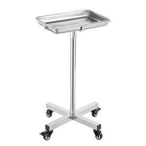 VEVOR Mayo Stand, Stainless Steel Mayo Tray, Load Capacity up to 35 lbs, Adjustable Height 25.2"-39.8", Medical Tray on Wheels with Removable Tray - 1 of 4
