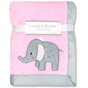 Wendy Bellissimo Elephant 2 Ply Plush Blanket - Pink - 1 of 2