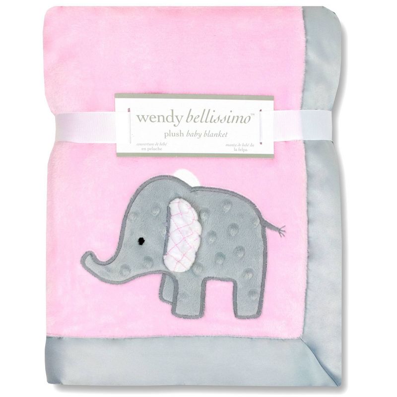Wendy Bellissimo Elephant 2 Ply Plush Blanket - Pink, 1 of 3