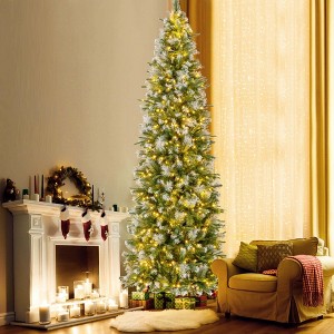 Costway 6/7.5/9 FT Pre-Lit Artificial Christmas Tree with 580/820/1228 Frosted Tips 470 LED Lights - 1 of 4