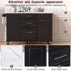 NicBex Modrn Kitchen Island with Drop Leaf & Pull Out Trash,Rolling Kitchen Cart with Wheels & Drawers,Storage Cabinet Folding Dining Table - 3 of 4