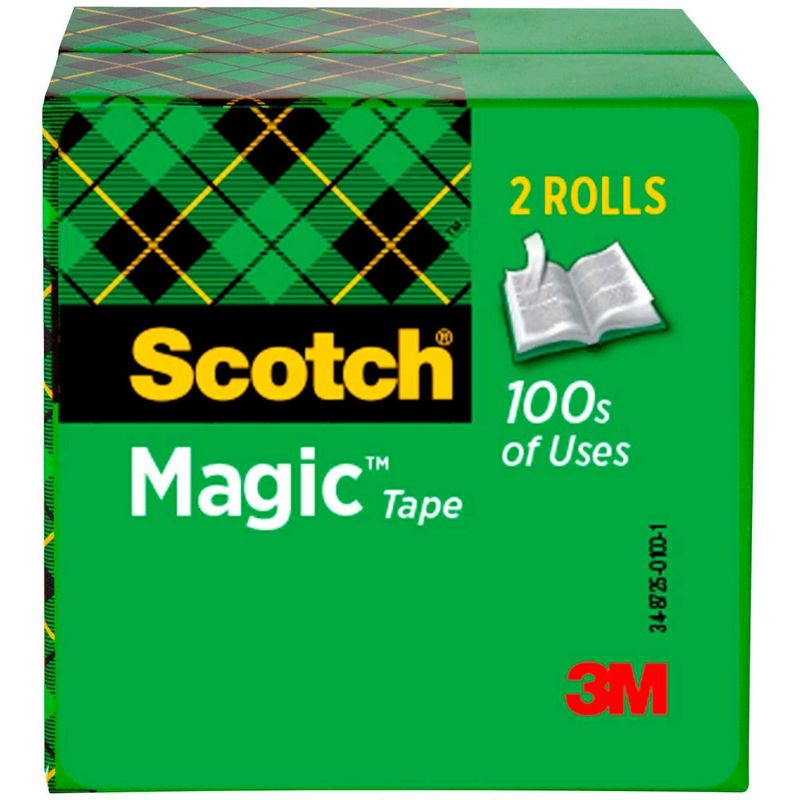 Scotch 810 Magic Tape, 0.50 x 1296 Inch, Matte Clear, Pack of 2, 1 of 2