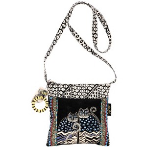 Laurel Burch Crossbody Tote Zipper Top 10"X10" W/25" Strap-Spotted Cats - 1 of 1