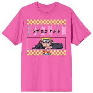 Mens Naruto Anime Cartoon Pink Short Sleeve Graphic Tee - 1 of 1