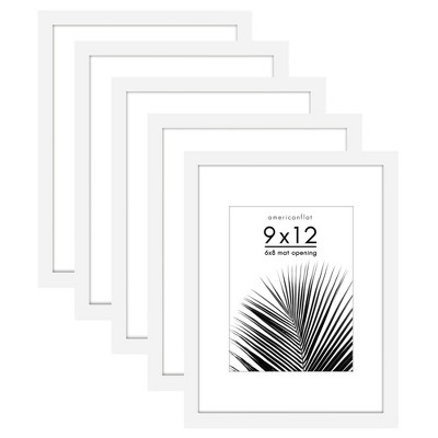 Americanflat 5 Pack of Picture Frames with Mat - Plexiglass Cover