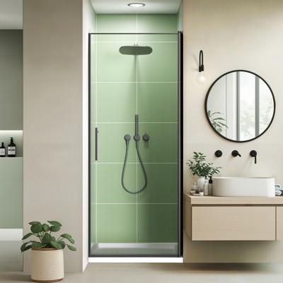 CIPACHO Adjustable Pivot Swing Shower Door: Matte Black, Leak-Proof & Durable,30*72 Inch