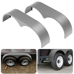 Tandem Trailer Fenders Double Axle, 2 Pack Fit for 13-15 Inch Wheels, Teardrop Enclosed Trailer Fenders Replacement for Car Hauler, Utility Trailer - 1 of 4