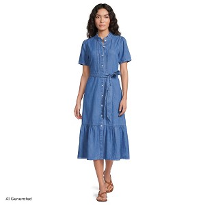 lands' end ladies' tiered midi dress Women's Light Weight Denim - Large Ebay
