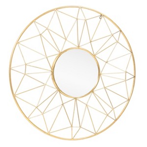 HomeRoots 32" Gold Metal Round Accent Mirror - 1 of 4