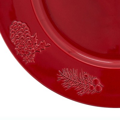 Red Plastic Holly Berry Design Christmas Charger Plates (Set of 4)