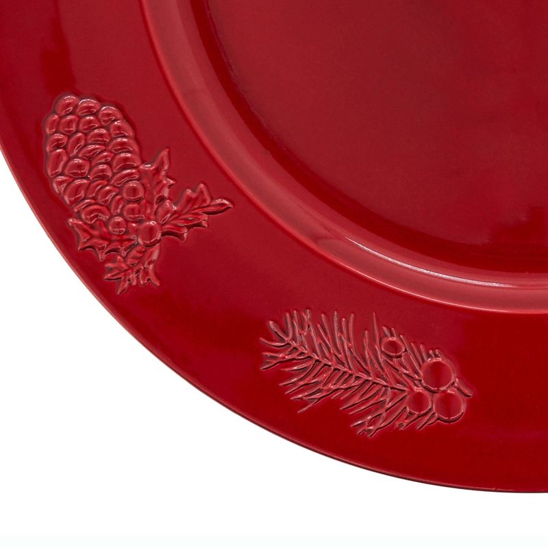Saro Lifestyle Christmas Charger Plates With Holly Berry Design (Set of 4), 4 of 5