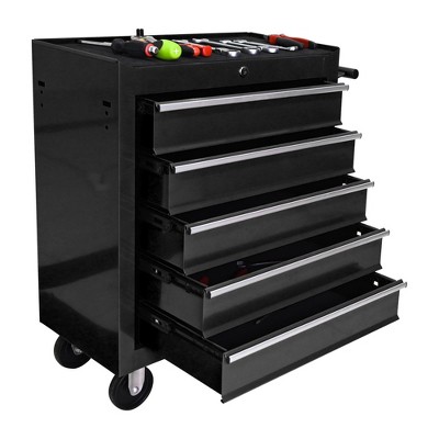 Garvee Rolling Tool Chest with Wheels 5 Drawers Toolbox on Wheels, Craftsman Tool Chest with Key for Workshop, Garage, Black