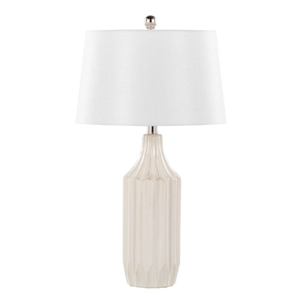 Photos - Floodlight / Street Light LumiSource Stella 23" Contemporary Ceramic Table Lamp Gloss Cream Ceramic