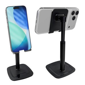 Vena Phone Stand Phone Holder for Desk, Cell Phone Stand for Desk, Anti-Slip Cell Phone Holder iPhone Stand Height Adjustable Desk Phone Stand, Black - 1 of 4