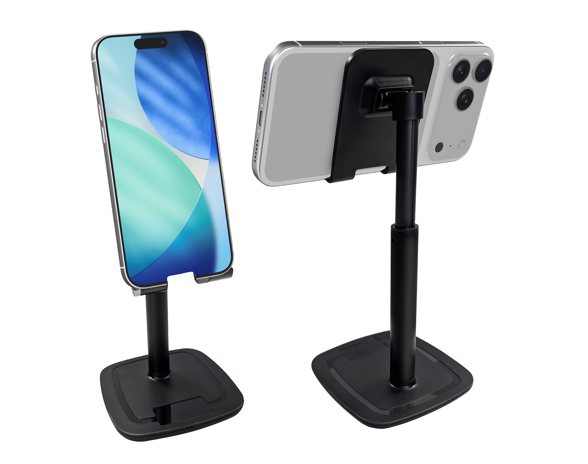 Vena Phone Stand Phone Holder for Desk, Cell Phone Stand for Desk, Anti-Slip Cell Phone Holder iPhone Stand Height Adjustable Desk Phone Stand, Black